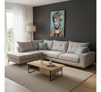 Γωνιακός καναπές δεξιά γωνία Luxury II pakoworld ύφασμα elephant-ciel 290x235x95εκ |  Καναπέδες γωνιακοί στο espiti