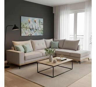 Γωνιακός καναπές αριστερή γωνία Luxury II pakoworld ύφασμα elephant-ciel 290x235x95εκ |  Καναπέδες γωνιακοί στο espiti