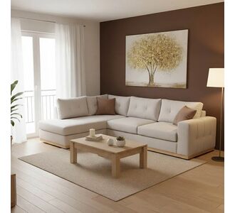 Γωνιακός καναπές δεξιά γωνία Boston pakoworld ύφασμα cream-mocha 280x225x90εκ |  Καναπέδες γωνιακοί στο espiti