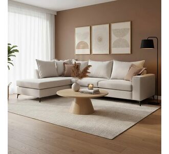 Γωνιακός καναπές δεξιά γωνία Romantic pakoworld ύφασμα cream-mocha 290x235x95εκ |  Καναπέδες γωνιακοί στο espiti