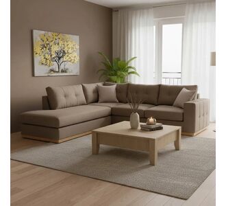 Γωνιακός καναπές δεξιά γωνία Boston pakoworld ύφασμα mocha-cream 280x225x90εκ |  Καναπέδες γωνιακοί στο espiti