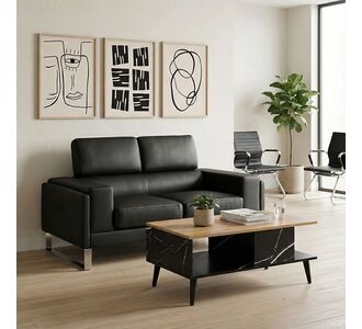 Καναπές Shea pakoworld 2θέσιος pu μαύρο-inox 158x80x87εκ |  Καναπέδες γραφείου στο espiti