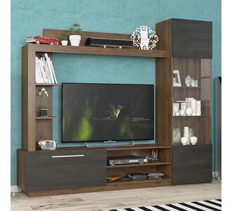 Σύνθετο σαλονιού June pakoworld καρυδί-wenge 204x35x177εκ |  Σετ Προσφοράς στο espiti