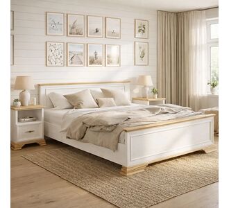 Κρεβάτι Jaden pakoworld golden oak-λευκό antique 160x200εκ |  Κρεβάτια στο espiti