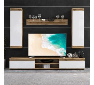 Σύνθετο σαλονιού Sandro pakoworld καρυδί-λευκό 175x37x160εκ |  Σετ Προσφοράς στο espiti