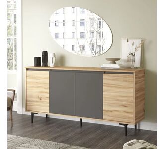 Μπουφές Augusta pakoworld oak-ανθρακί 160x40x78.5εκ |  Μπουφέδες στο espiti