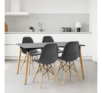 Τραπεζαρία Natali-Julita pakoworld σετ 5τεμ μαύρο-φυσικό 120x80x76εκ |  Σετ τραπεζαρίες στο espiti