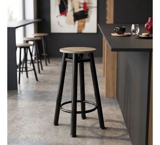 Σκαμπό μπαρ Onyx pakoworld ξύλο δρυς-μέταλλο μαύρο gloss Φ33x77εκ |  Σκαμπώ μπαρ στο espiti