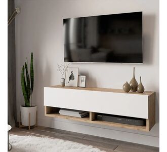 Έπιπλο τηλεόρασης επιτοίχιο Roscoe pakoworld λευκό-oak 100x31.5x29.5εκ |  Έπιπλα τηλεόρασης στο espiti