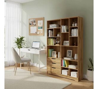 Βιβλιοθήκη Lucinda pakoworld oak 120x29.8x180.5εκ |  Βιβλιοθήκες στο espiti