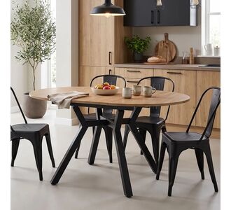 Tραπέζι Frances pakoworld επεκτεινόμενο MDF sonoma-μαύρο 100-140x100x75εκ |  Τραπέζια στο espiti