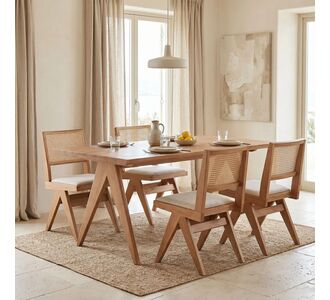 Τραπεζαρία Winslow pakoworld σετ 5τεμ ξύλο rubberwood ανοιχτό καρυδί 160x85x75εκ |  Τραπέζια στο espiti