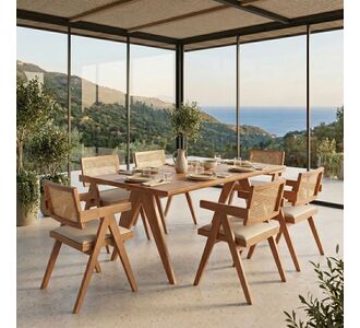 Τραπεζαρία Winslow Ι pakoworld σετ 7τεμ ξύλο rubberwood ανοιχτό καρυδί 160x85x75εκ |  Τραπέζια στο espiti