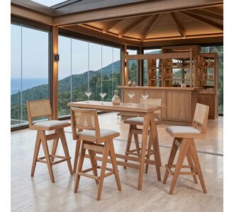 Τραπεζαρία μπαρ Winslow pakoworld σετ 5τεμ ξύλο rubberwood ανοιχτό καρυδί 120x45x100εκ |  Τραπέζια στο espiti