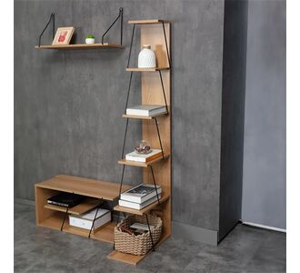 Βιβλιοθήκη mini Tars pakoworld sonoma-μαύρο 50x22x150εκ |  Βιβλιοθήκες στο espiti