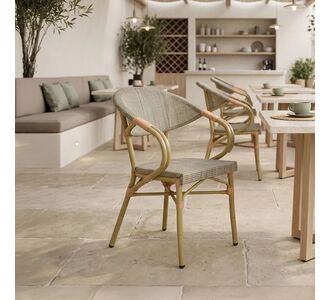 Πολυθρόνα Isaia pakoworld φυσικό αλουμίνιο-textilene γκρι 57x57x83εκ |  Πολυθρόνες κήπου στο espiti
