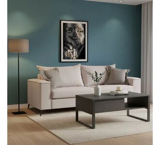 Καναπές Verona 3θέσιος cream - μαξιλάρια mocha 225x93x100εκ |  Καναπέδες στο espiti