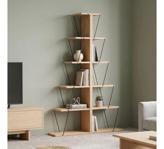Βιβλιοθήκη mini Tars pakoworld sonoma-μαύρο 100x22x150εκ |  Βιβλιοθήκες στο espiti