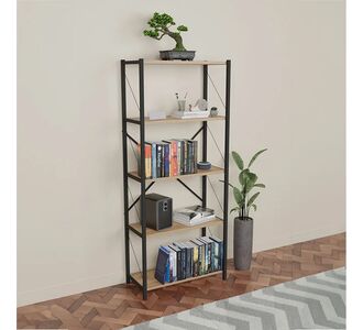 Βιβλιοθήκη Draizy pakoworld oak μελαμίνης-μαύρο μέταλλο 63x30x150εκ |  Βιβλιοθήκες στο espiti