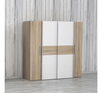 Ντουλάπα ρούχων Closet pakoworld τετράφυλλη sonoma oak-λευκό μελαμίνης 200x61.5x190.5εκ |  Ντουλάπες ρούχων στο espiti
