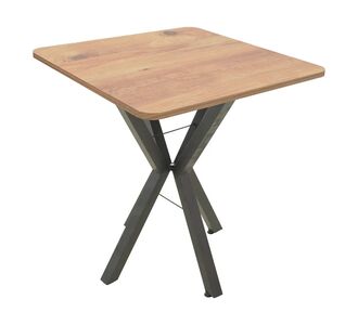 Τραπέζι Prestone pakoworld oak μελαμίνης-μαύρο μέταλλο 70x70x75εκ |  Τραπέζια στο espiti