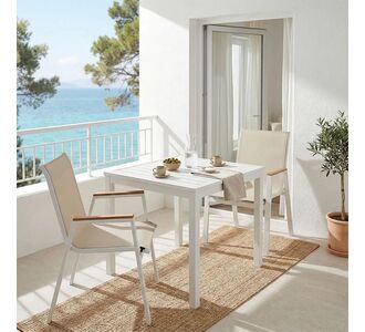 Τραπεζαρία Kliton - Azelie σετ 3τεμ pakoworld αλουμίνιο σε λευκή απόχρωση 80x80x74εκ |  Σετ τραπεζαρία κήπου στο espiti