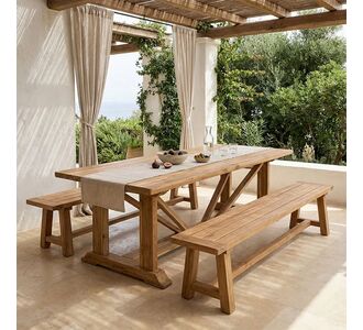 Τραπέζι Smarious pakoworld teak ξύλο σε φυσική απόχρωση 250x100x78εκ |  Τραπέζια κήπου στο espiti