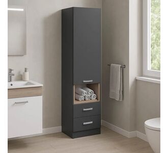Βιτρίνα-στήλη Toscana pakoworld σε ανθρακί απόχρωση 50x42x222.5εκ |  Βιτρίνες - Έπιπλα εισόδου στο espiti