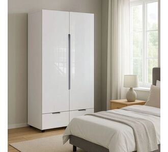 Ντουλάπα δίφυλλη Afina pakoworld mdf σε λευκή glossy απόχρωση 100x57x213εκ |  Ντουλάπες ρούχων στο espiti