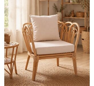 Πολυθρόνα Tania pakoworld φυσικό rattan-λευκό μαξιλάρι 76x76x76εκ |  Πολυθρόνες τραπεζαρίας στο espiti