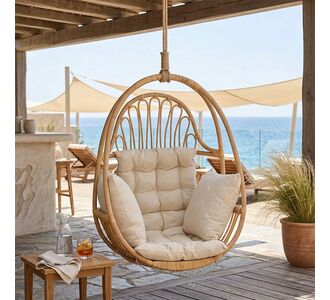 Κρεμαστή κούνια Jorg pakoworld φυσικό rattan-κρεμ μαξιλάρι 80x59x105εκ |  Κούνιες στο espiti
