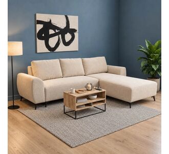Kαναπές κρεβάτι τριθέσιος αναστρέψιμος Settee pakoworld ύφασμα με αποθηκευτικό χώρο σε μπεζ απόχρωση 286x204x93εκ |  Καναπέδες γωνιακοί στο espiti