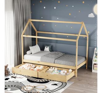 Παιδικό κρεβάτι Mellin τ. Montessori με 2 συρτάρια pakoworld ξύλο πεύκου σε φυσική απόχρωση 90x190εκ |  Κρεβάτια στο espiti