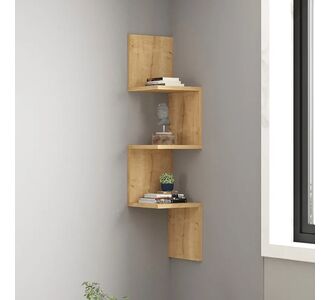 Ραφιέρα γωνιακή τοίχου Insta pakoworld σε oak απόχρωση 25x25x105,5εκ |  Ραφιέρες τοίχου στο espiti