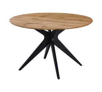 Τραπέζι Toda pakoworld mdf σε sonoma απόχρωση με μαύρα μεταλλικά πόδια Φ120x75εκ |  Τραπέζια στο espiti