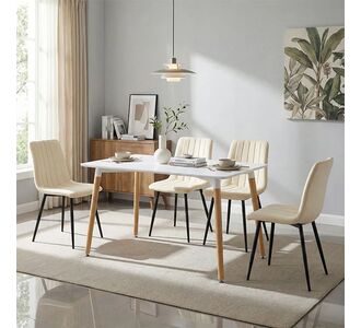 Τραπεζαρία Natali-Noor pakoworld σετ 5τεμ MDF λευκό-μπεζ ύφασμα 120x80x76εκ |  Σετ τραπεζαρία κήπου στο espiti
