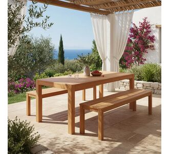 Τραπέζι Vocaly pakoworld teak ξύλο σε φυσική απόχρωση 200x100x75εκ |  Τραπέζια κήπου στο espiti