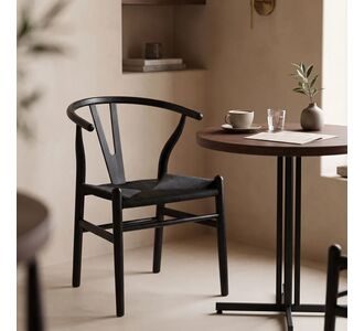 Καρέκλα Wishbone pakoworld rubberwood-σχοινί σε μαύρη απόχρωση 53.5x57x74εκ |  Καρέκλες στο espiti