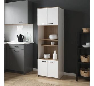 Ντουλάπα κουζίνας Rowan pakoworld σε λευκή-sonoma απόχρωση 60x42x182εκ |  Ντουλάπια στο espiti