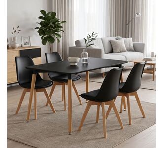 Τραπέζι Natali pakoworld μαύρο MDF με πόδια σε φυσική απόχρωση 120x80x76εκ |  Τραπέζια στο espiti