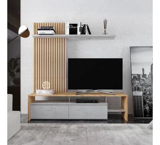 Σύνθετο σαλονιού Neo pakoworld σε oak-γκρι απόχρωση 190x40x200εκ |  Συνθέσεις σαλονιού στο espiti