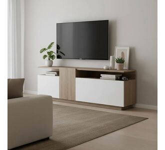 Έπιπλο τηλεόρασης Vendora pakoworld σε sonoma-λευκή απόχρωση 150x29.5x46.3εκ |  Έπιπλα τηλεόρασης στο espiti