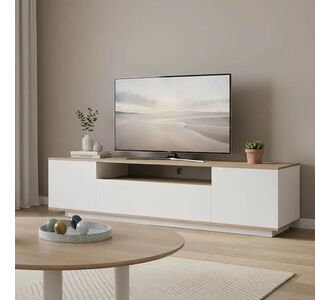 Έπιπλο τηλεόρασης Winey pakoworld σε sonoma-λευκή απόχρωση 180x44.5x44.5εκ |  Έπιπλα τηλεόρασης στο espiti