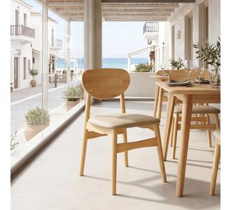 Καρέκλα Cardith pakoworld rubberwood-plywood σε φυσική απόχρωση-pu μπεζ 48x51x78εκ |  Καρέκλες στο espiti