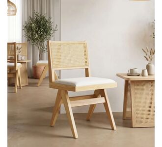 Καρέκλα Winslow pakoworld rubberwood σε φυσική απόχρωση-ύφασμα λευκό 46x58x80εκ |  Καρέκλες στο espiti