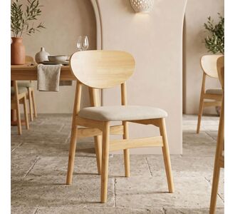 Καρέκλα Cardith pakoworld rubberwood-plywood σε φυσική απόχρωση-ύφασμα γκρι-μπεζ 48x51x78εκ |  Καρέκλες στο espiti