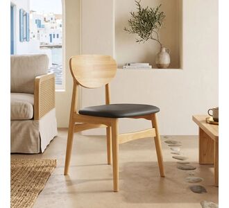 Καρέκλα Cardith pakoworld rubberwood-plywood σε φυσική απόχρωση-pu μαύρο 48x51x78εκ |  Καρέκλες στο espiti