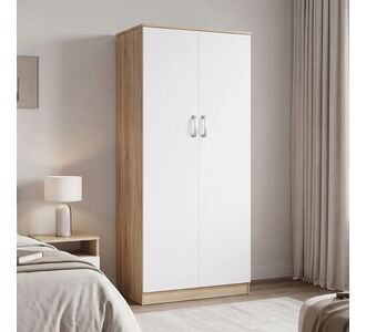 Ντουλάπα δίφυλλη Athos pakoworld σε sonoma-λευκή απόχρωση 80x42x180εκ |  Ντουλάπες ρούχων στο espiti