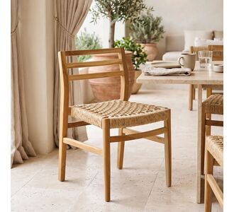 Καρέκλα Tuga pakoworld σκελετός teak ξύλο-pe σχοινί σε φυσική απόχρωση 50x58x86εκ |  Καρέκλες στο espiti