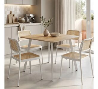 Τραπέζι Squaro pakoworld sonoma mdf με λευκά μεταλλικά πόδια 80x80x75εκ |  Τραπέζια στο espiti